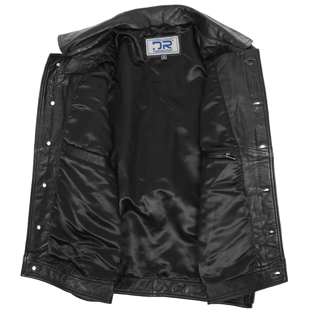 DR134 Men's Classic Short Leather Jacket Black 6