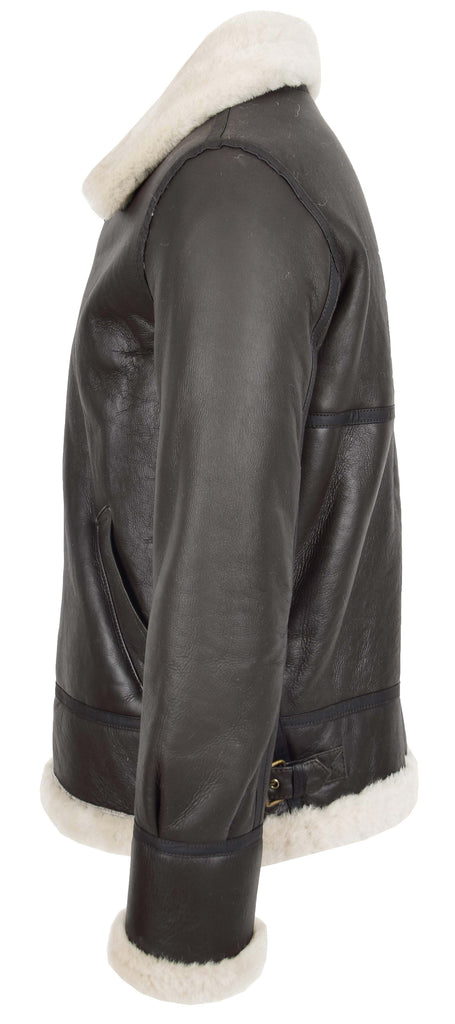 DR166 Men's Sheepskin Classic Leather Jacket White 7