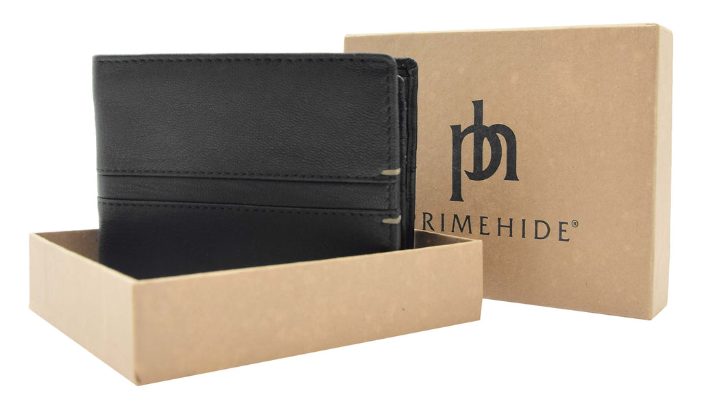 DR441 Men's Real Leather Bifold Wallet Black 8