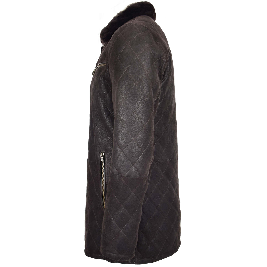 DR148 Men's Classic Sheepskin Jacket Fur Brown 4
