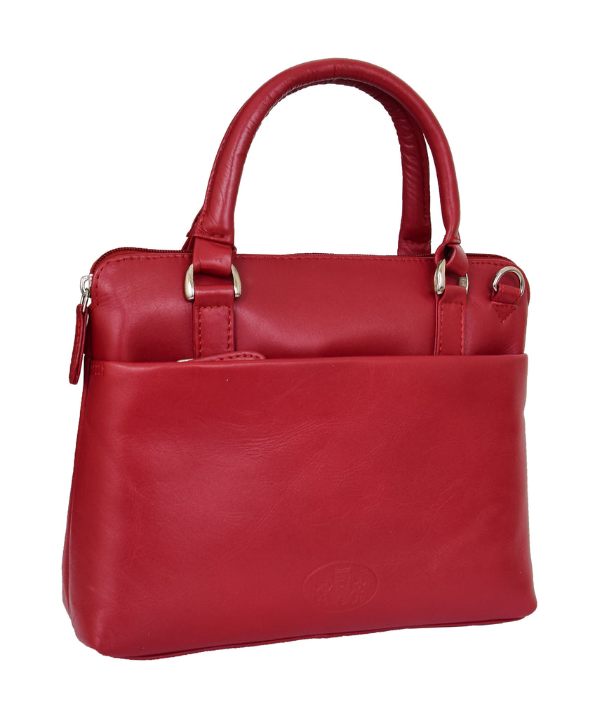 DR458 Women's Leather Small Tote Cross Body Bag Red 6