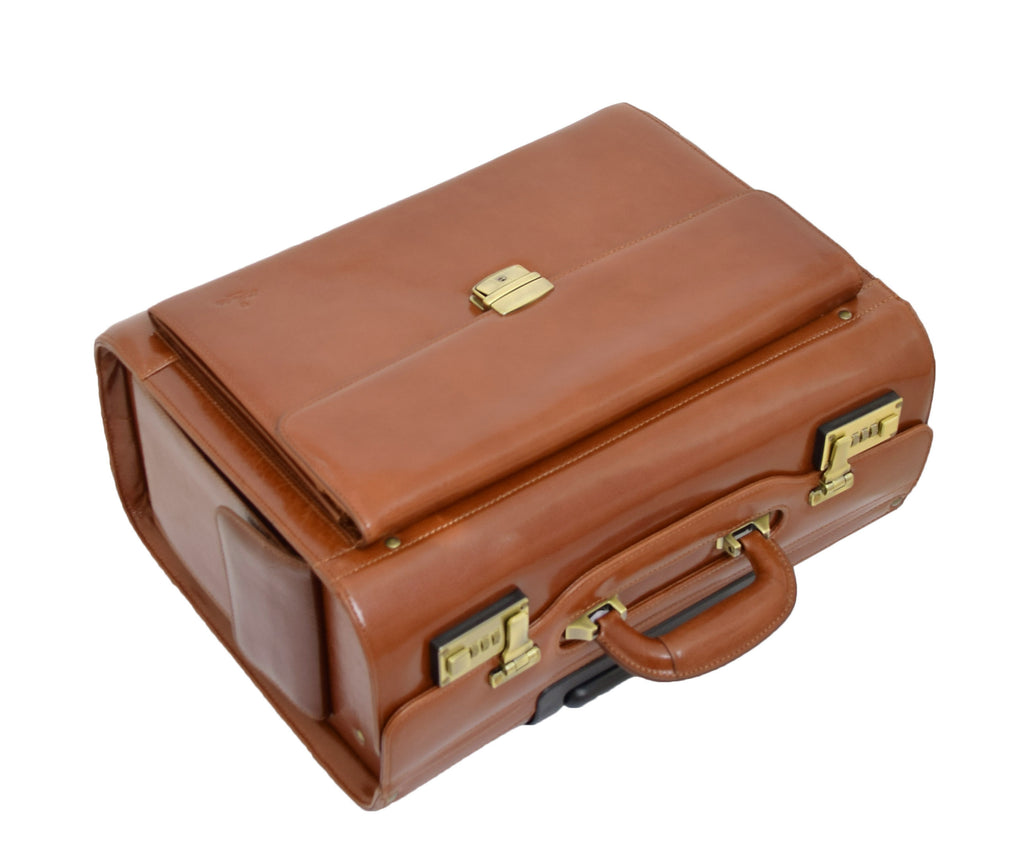 DR478 Exclusive Leather Pilot Case Laptop Bag Cognac 7