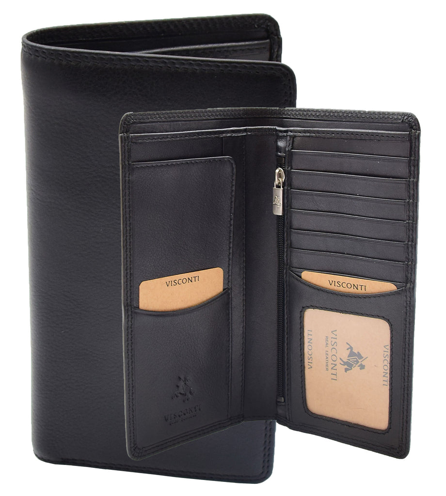 DR452 Real Leather Vertical Bifold Breast Wallet Black 7
