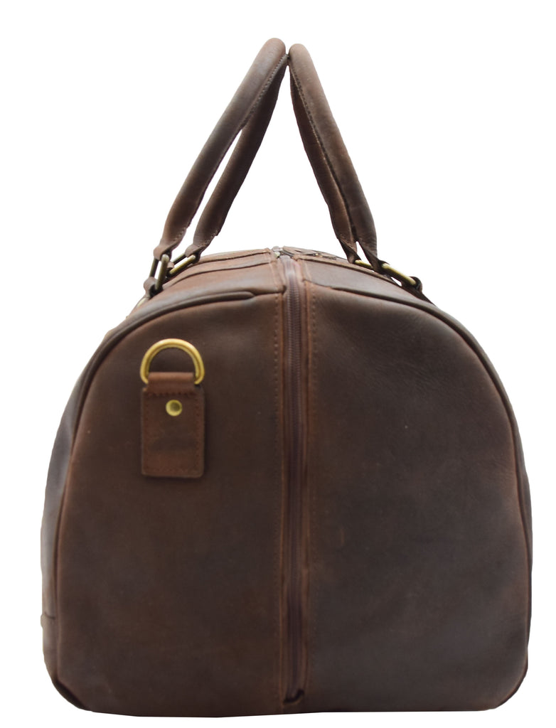 DR307 Genuine Leather Holdall Weekend Multi Use Duffle Bag Brown 7