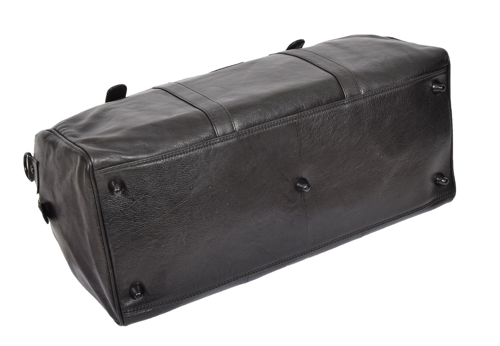 DR329 Black Luxury Leather Holdall Travel Duffle Bag 10