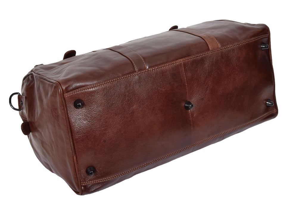DR329 Brown Luxury Leather Holdall Travel Duffle Bag 7