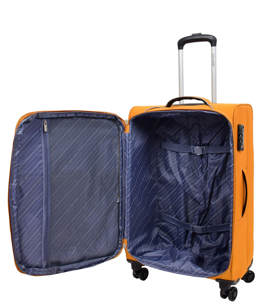 DR499 Lightweight Four Wheel Soft Luggage Suitcase TSA Lock Yellow 7