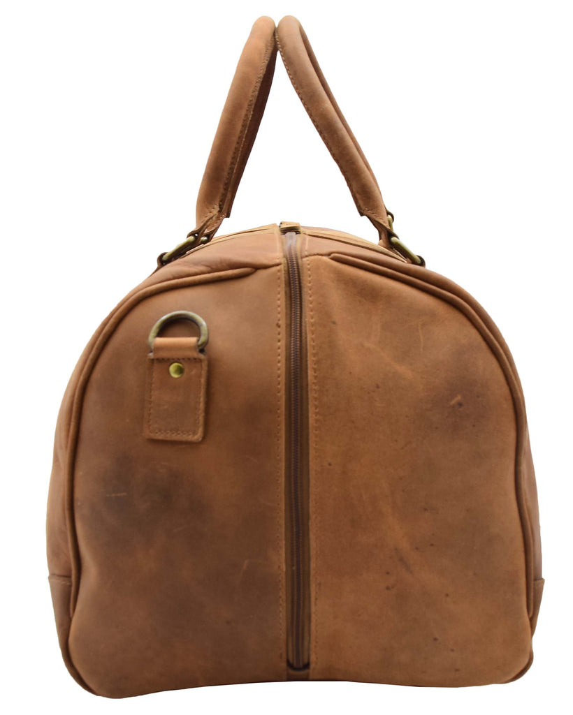 DR307 Genuine Leather Holdall Weekend Multi Use Duffle Bag Tan 9