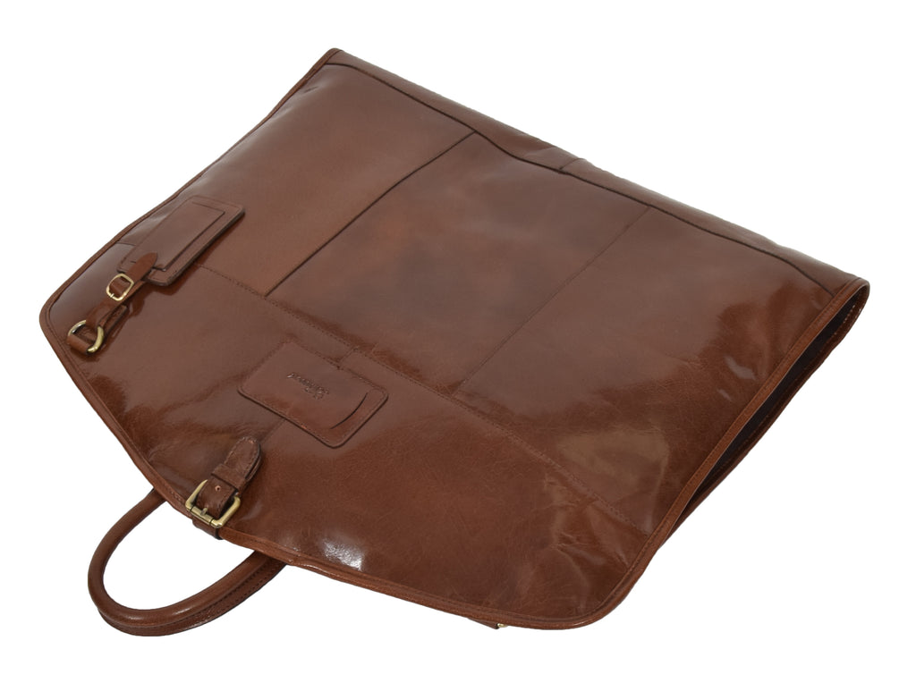 DR281 Buffalo Leather Suit Carrier Garment Bag Chestnut 7