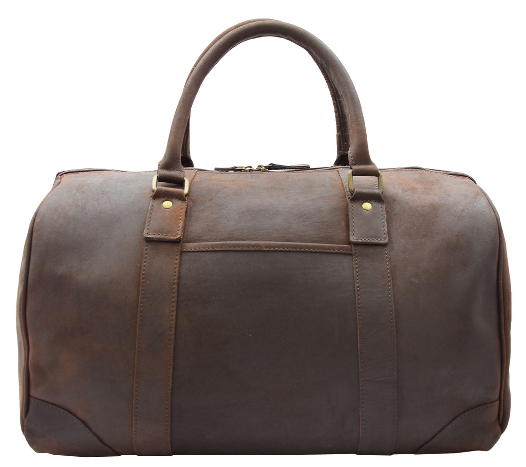 DR307 Genuine Leather Holdall Weekend Multi Use Duffle Bag Brown 8
