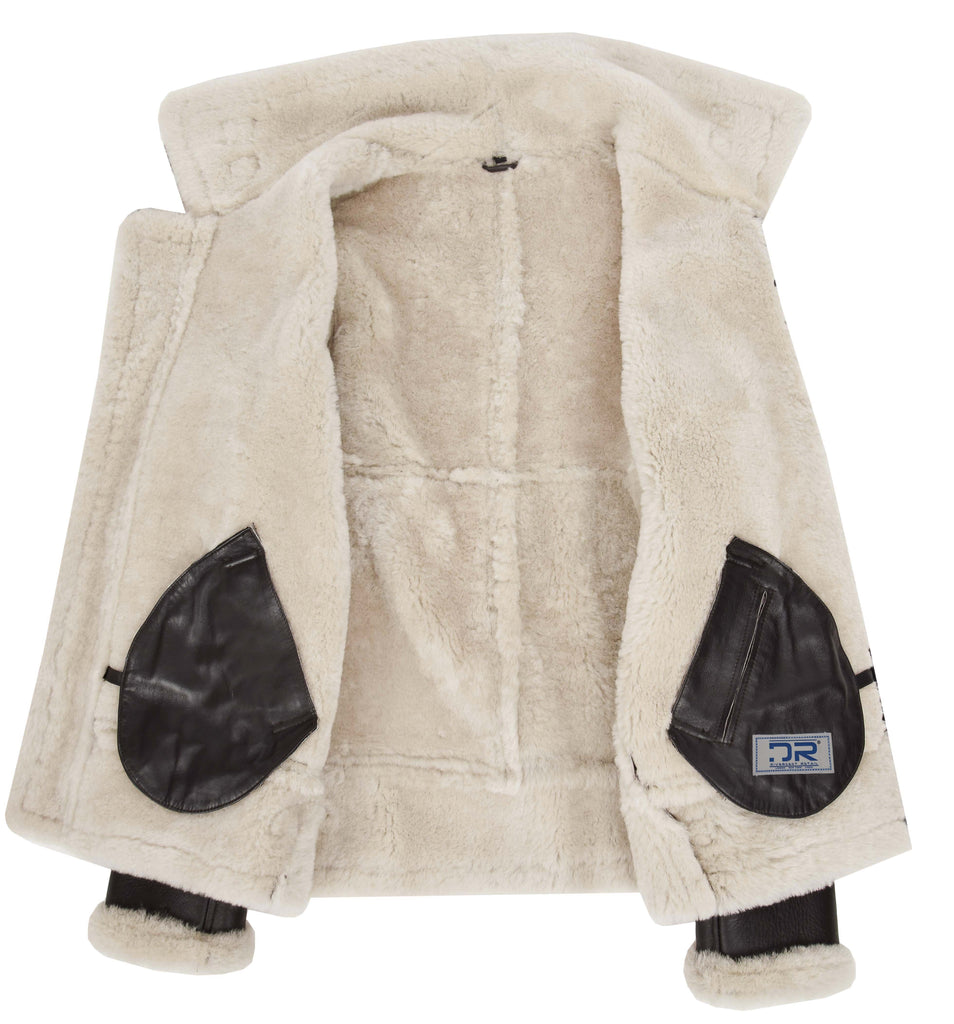 DR166 Men's Sheepskin Classic Leather Jacket White 8