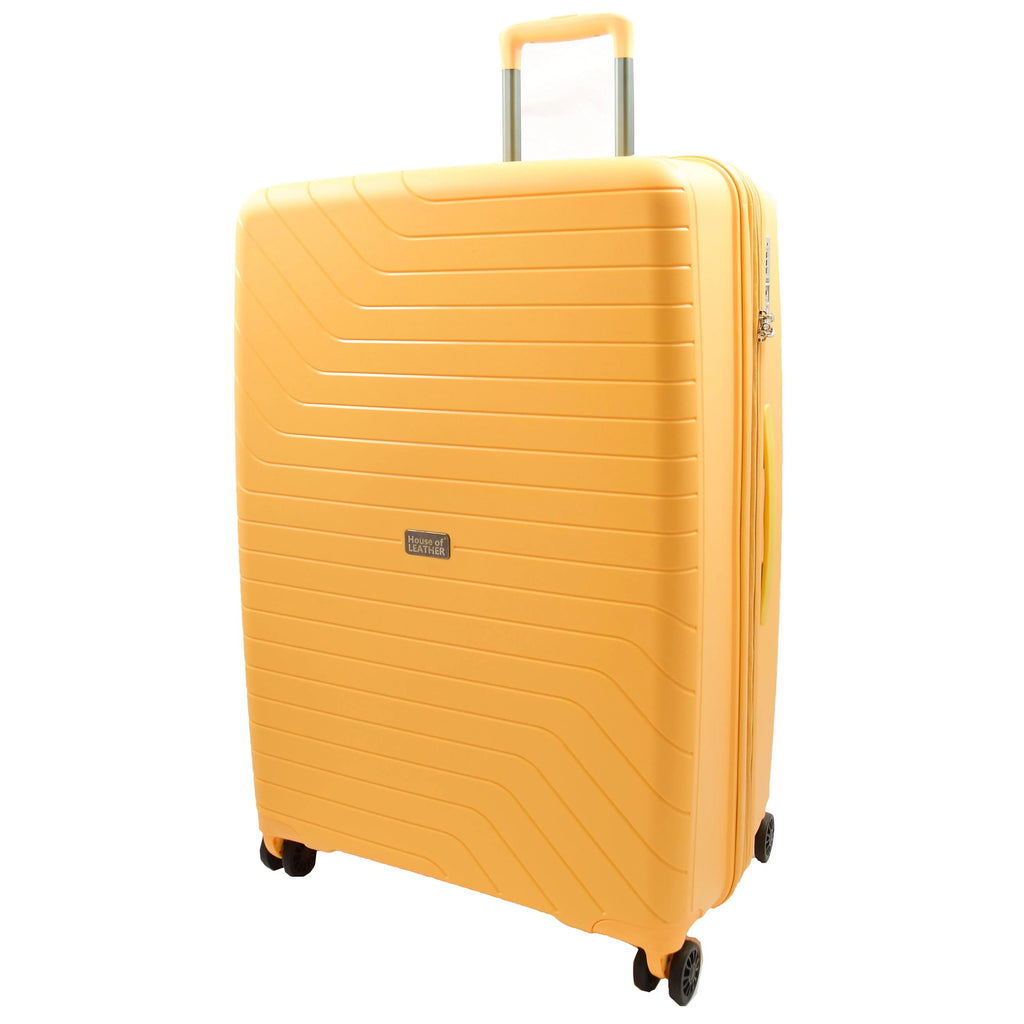 DR525 Expandable Hard Shell PP Luggage Travel Suitcase Bags with 4 Wheels Yellow 8