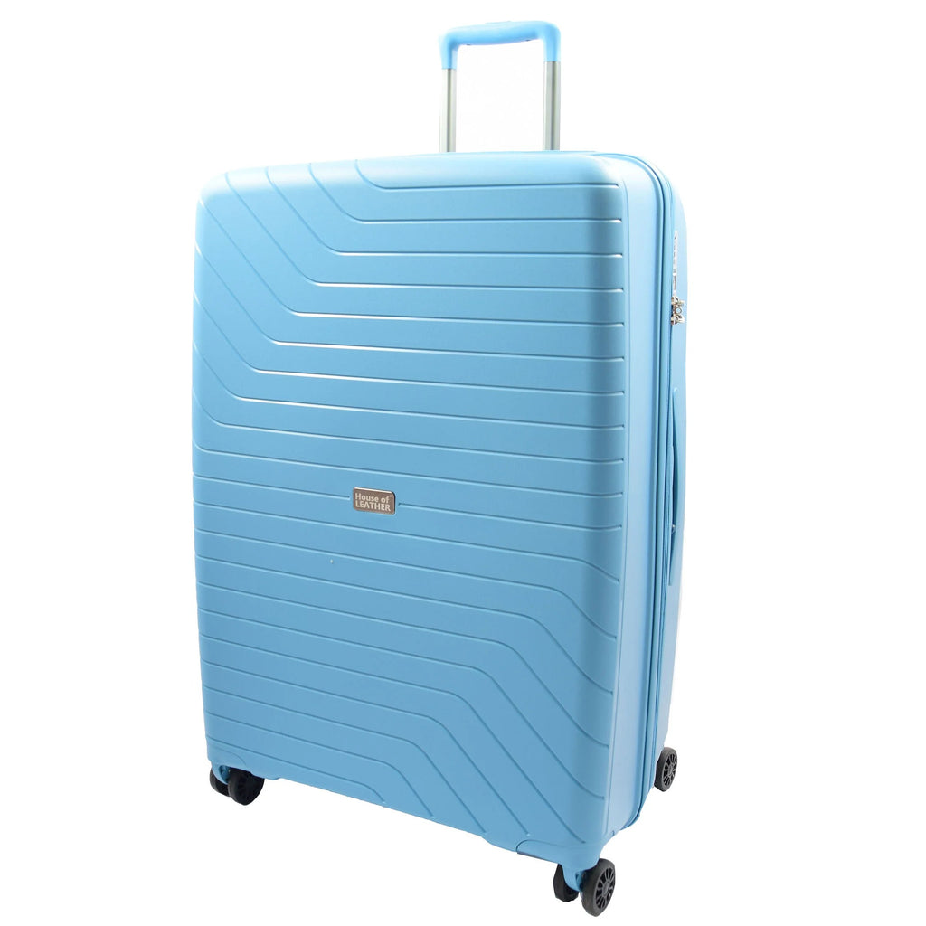 DR525 Expandable Hard Shell PP Luggage Travel Suitcase Bags with 4 Wheels Blue 8