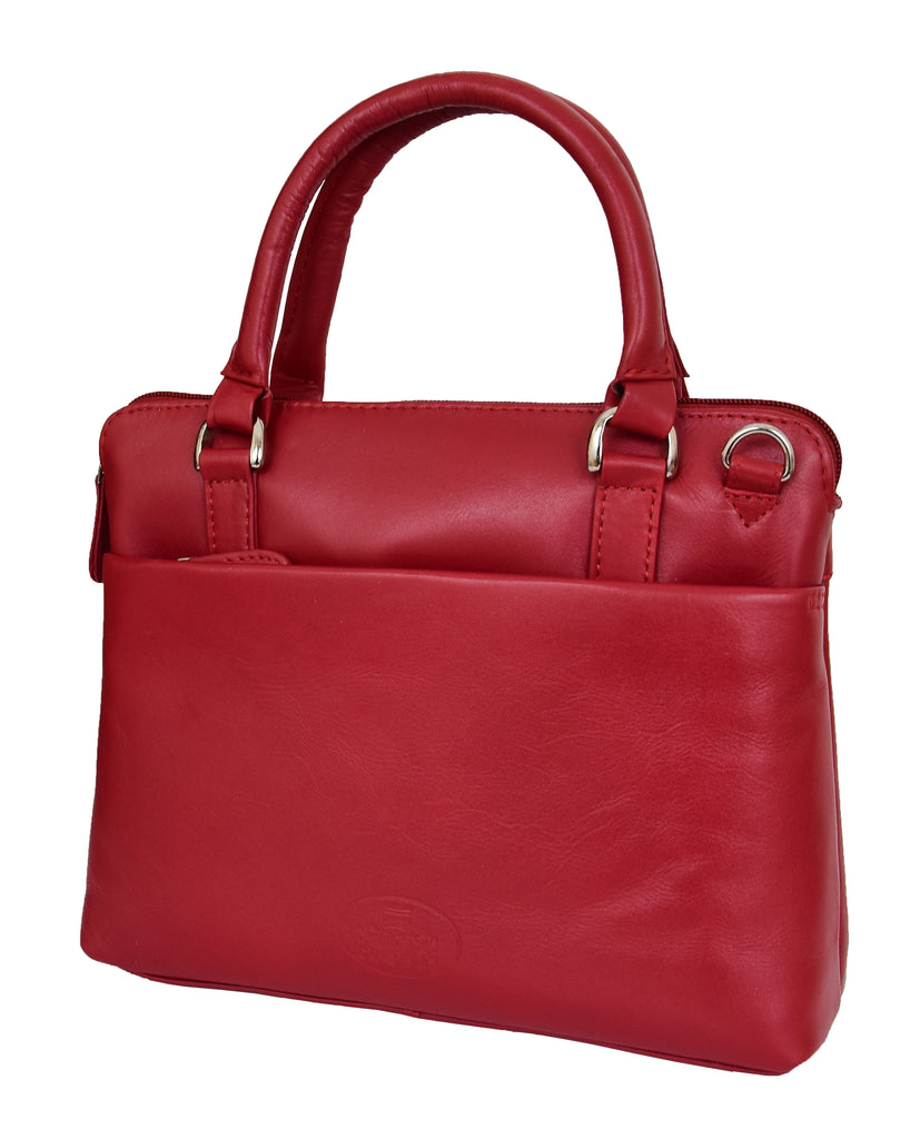 DR458 Women's Leather Small Tote Cross Body Bag Red 7