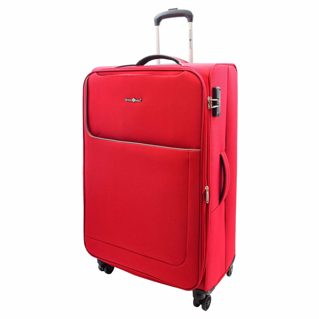 DR499 Lightweight Four Wheel Soft Luggage Suitcase TSA Lock Red 8
