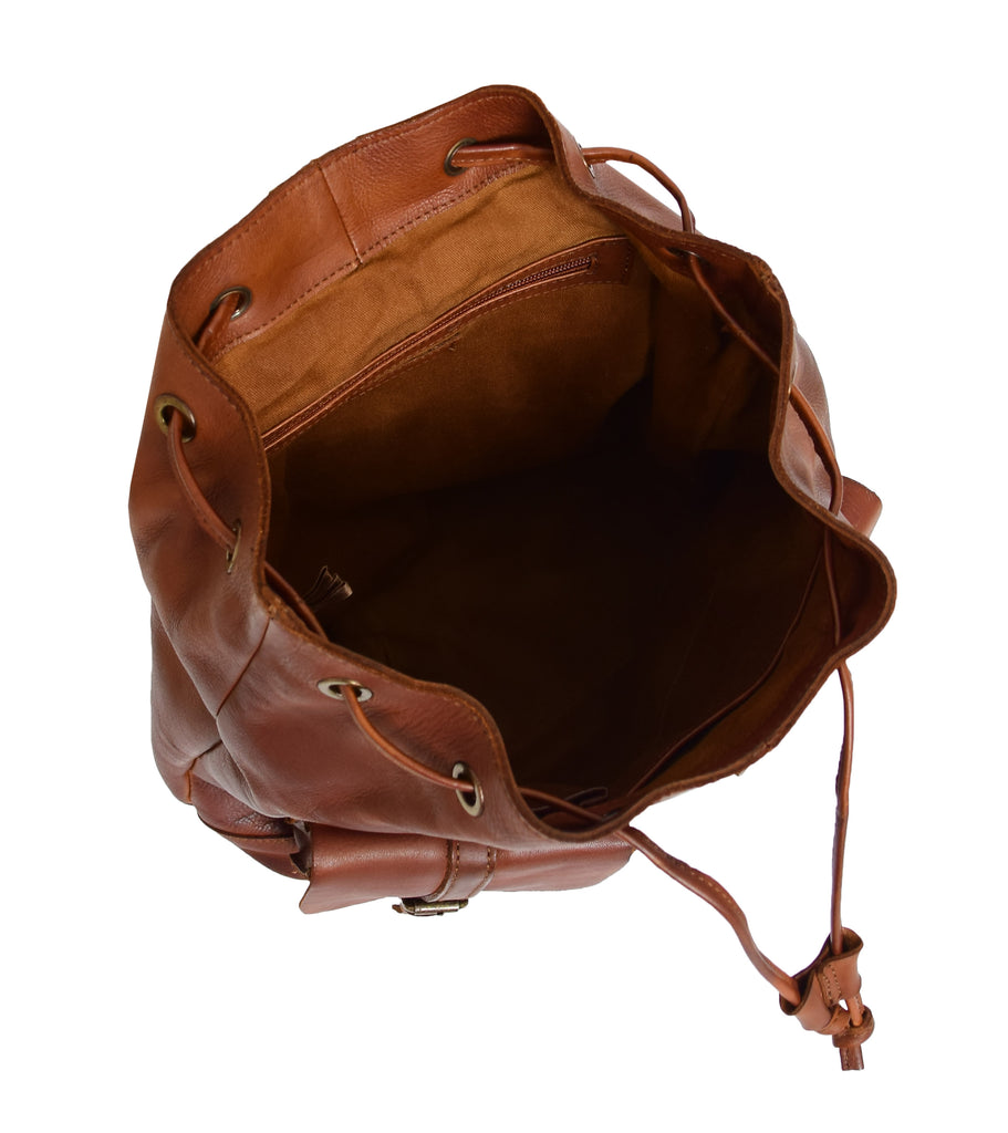 DR311 Italian Buffalo Retro Leather Rucksack Bag Backpack Tan 8