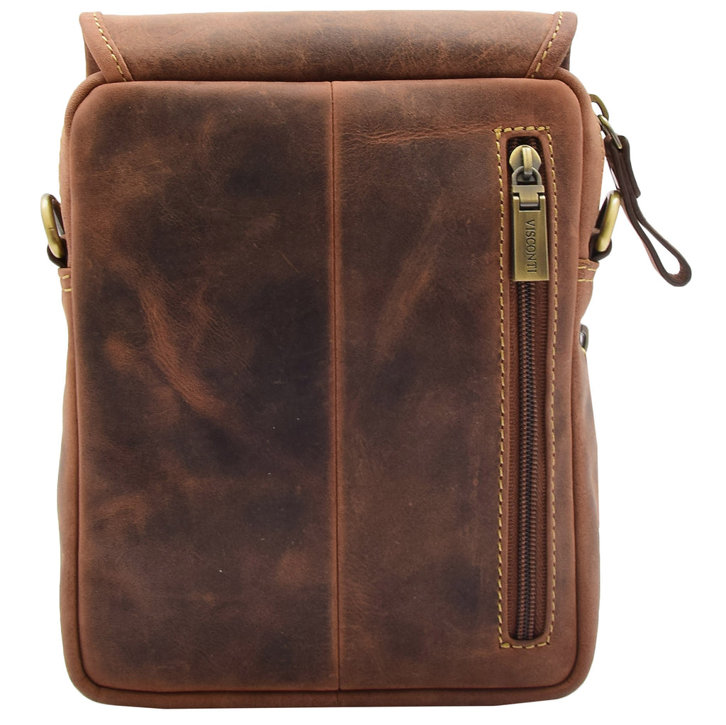 DR386 Men's Smart Crossbody Bag Genuine Leather Messenger Tan 5
