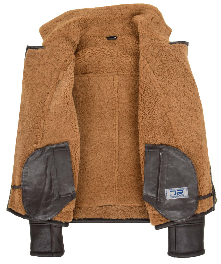 DR167 Men's Classic Sheepskin Leather Jacket Brown 8