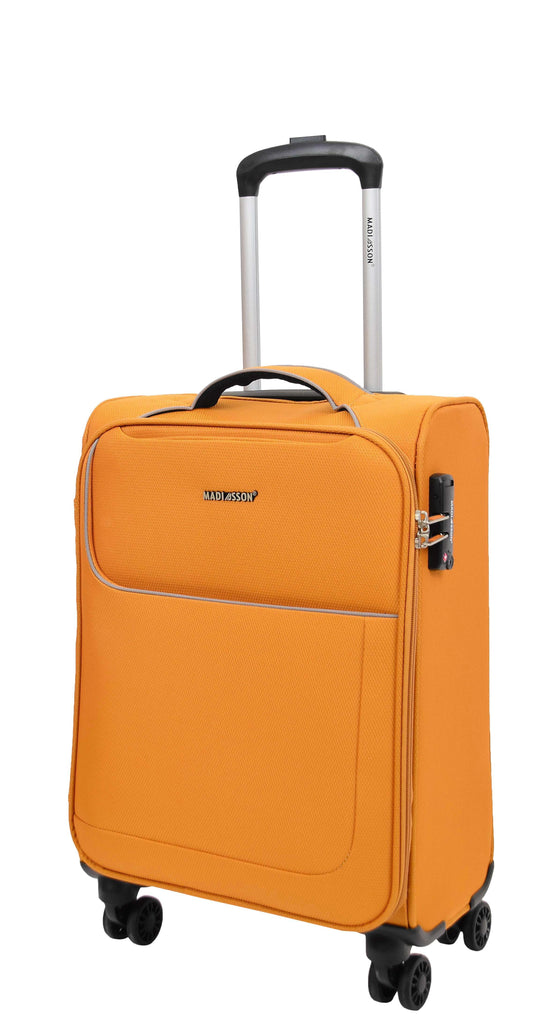 DR499 Lightweight Four Wheel Soft Luggage Suitcase TSA Lock Yellow 8