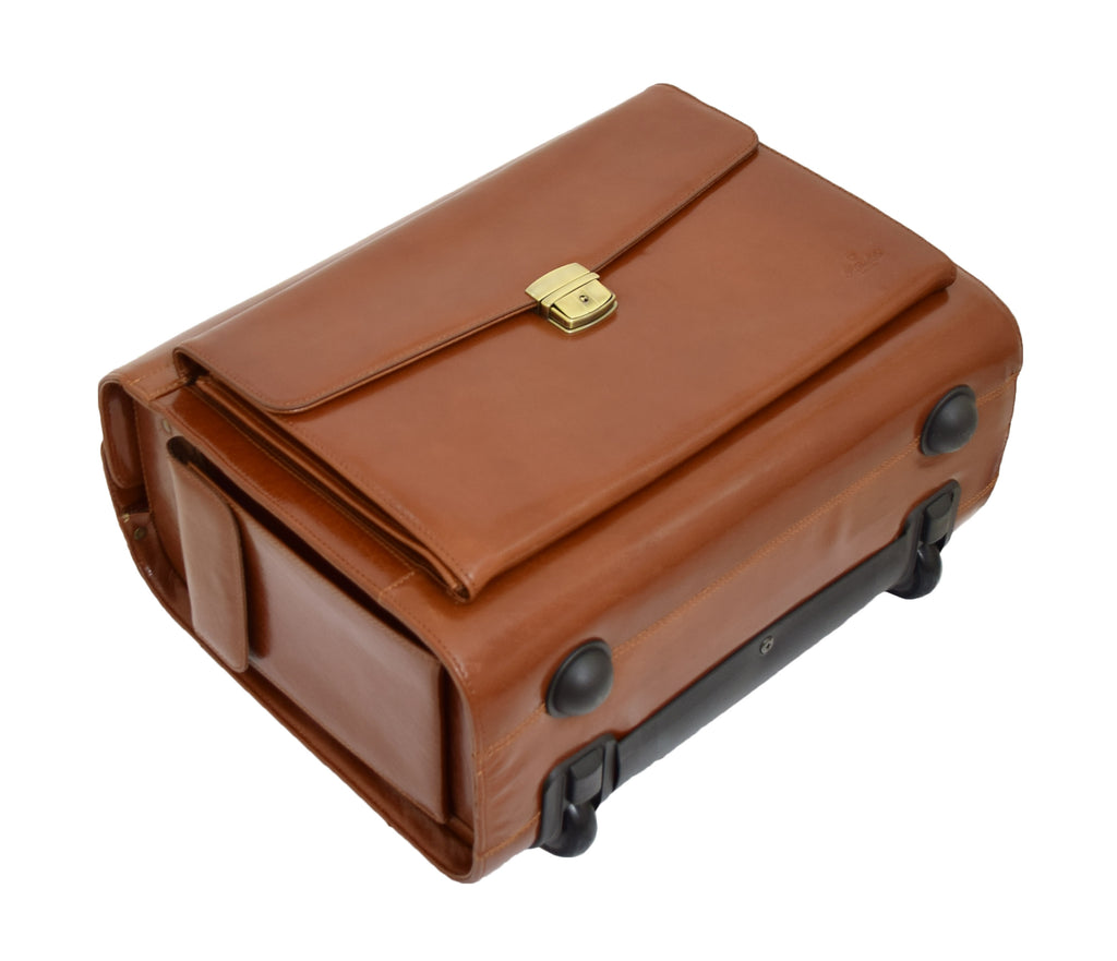 DR478 Exclusive Leather Pilot Case Laptop Bag Cognac 8