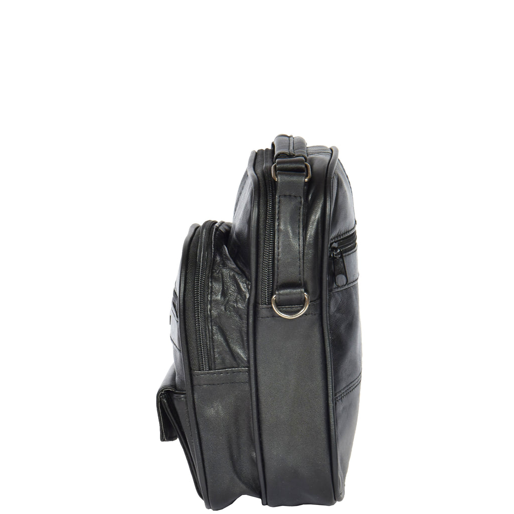 DR472 Multi Pocket Leather Bag Black 4