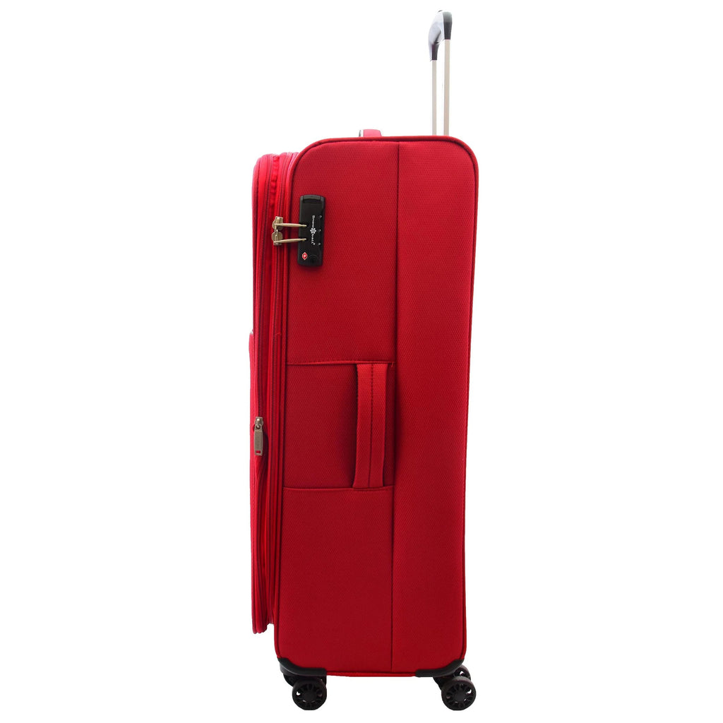 DR499 Lightweight Four Wheel Soft Luggage Suitcase TSA Lock Red 9