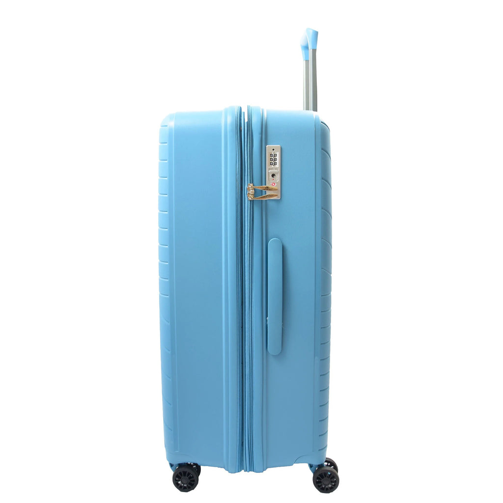 DR525 Expandable Hard Shell PP Luggage Travel Suitcase Bags with 4 Wheels Blue 9