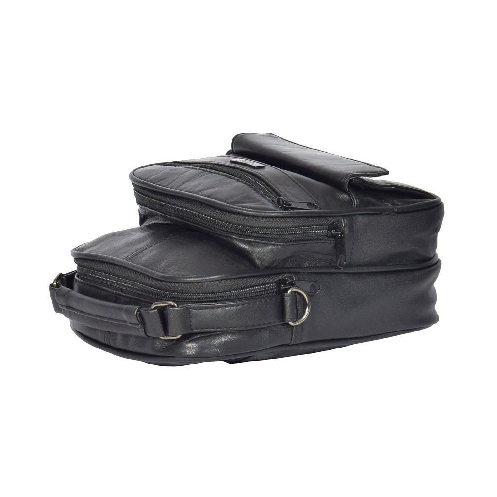 DR472 Multi Pocket Leather Bag Black 5