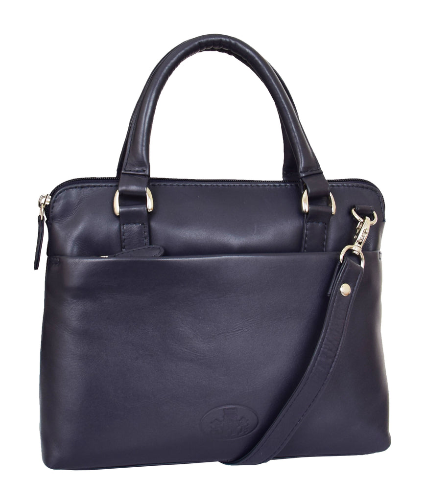 DR458 Women's Leather Small Tote Cross Body Bag Navy 8