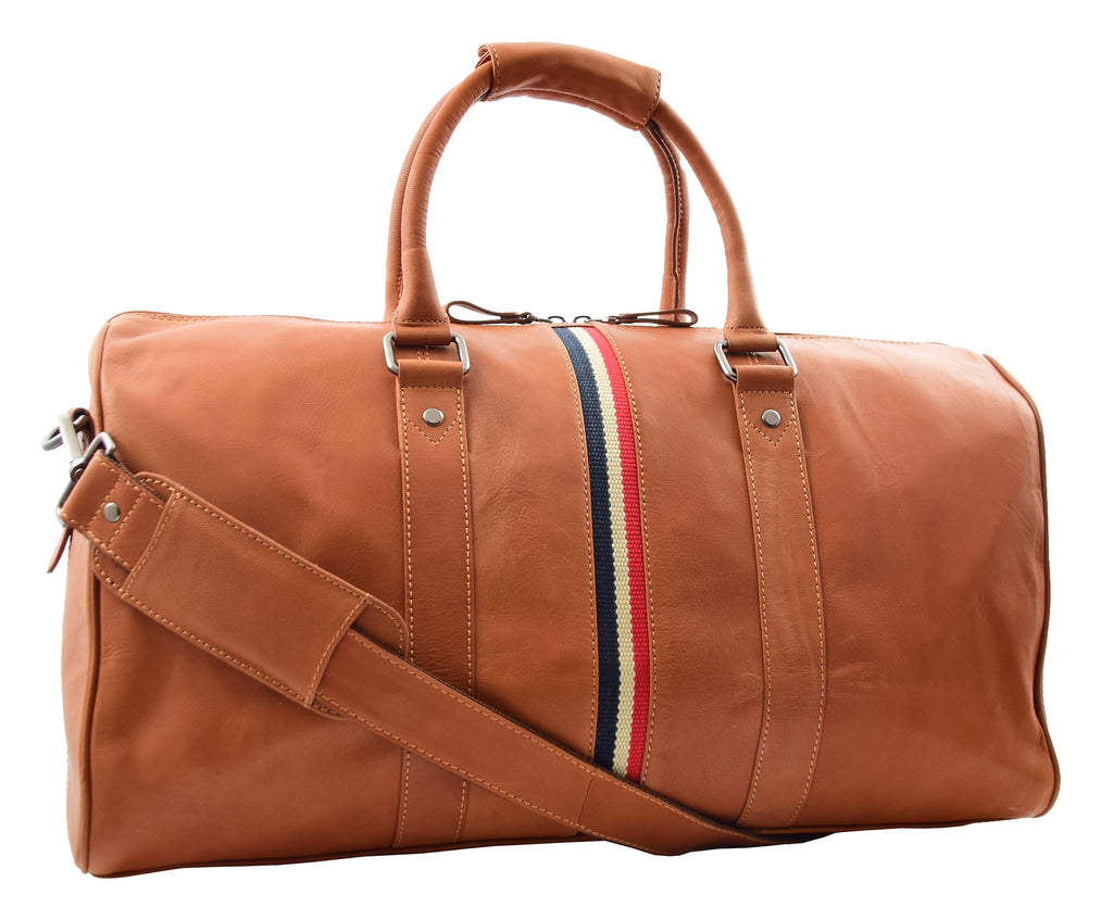 DR349 Real Leather Holdall Overnight Bag Cognac 9