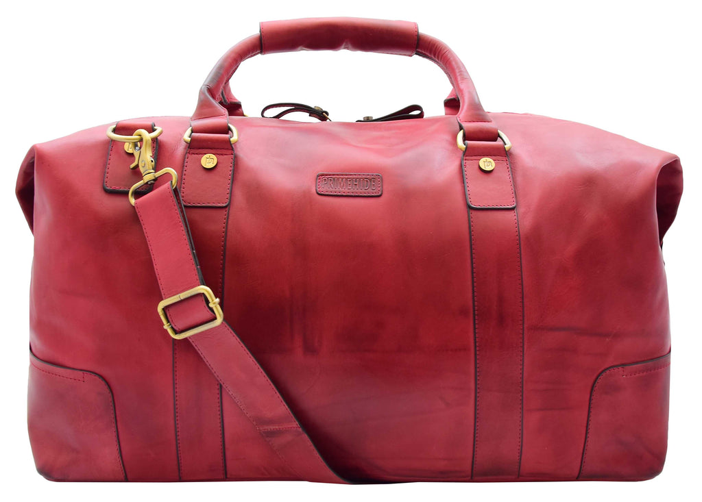 DR324 Genuine Leather Holdall Travel Weekend Duffle Bag Bordo 10