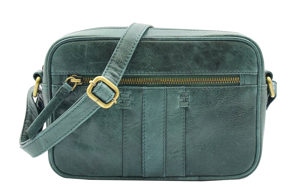 DR345 Women's Real Leather Small Cross Body Bag Green 8