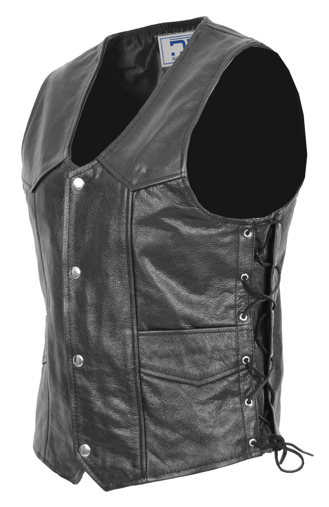 DR165 Men's Vintage Cowboy Leather Waistcoat Black 9