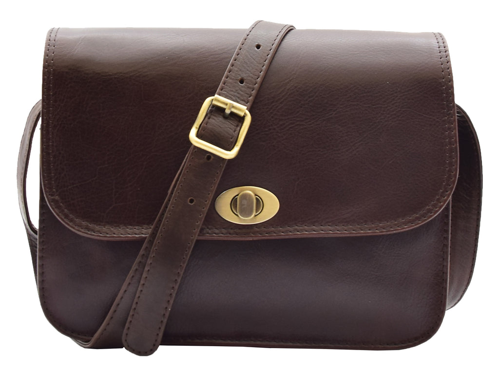 DR356 Women's Crossbody Bag Real Leather Messenger Brown 8