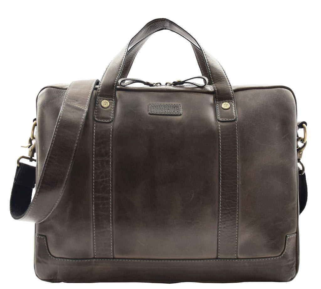 DR323 Real Soft Leather Satchel Vintage Black Briefcase Office Bag 9