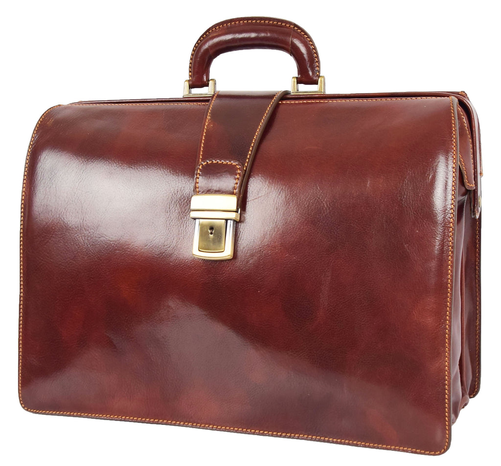 DR479 Real Leather Doctors Briefcase Gladstone Bag Brown 7