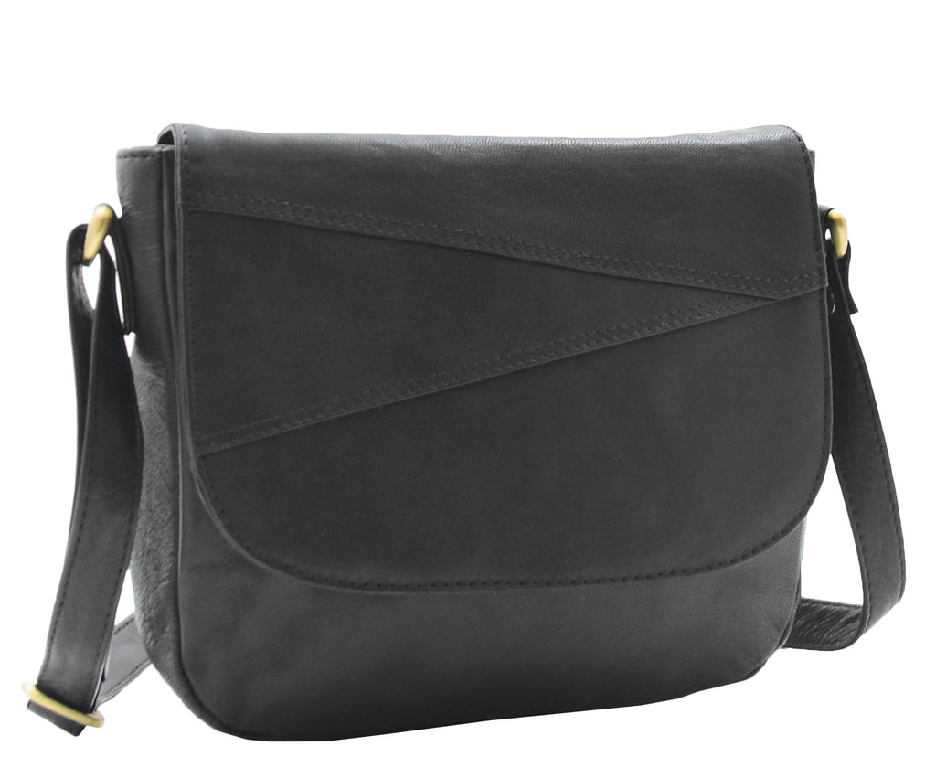 DR346 Women's Leather Small Cross Body Bag Black 8