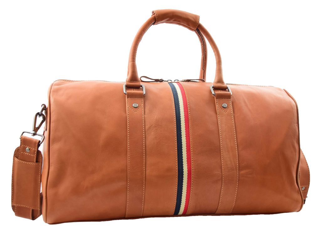 DR349 Real Leather Holdall Overnight Bag Cognac  10