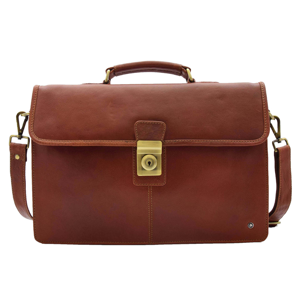 DR331 Men's Leather Slimline Briefcase Business Bag Brown 1