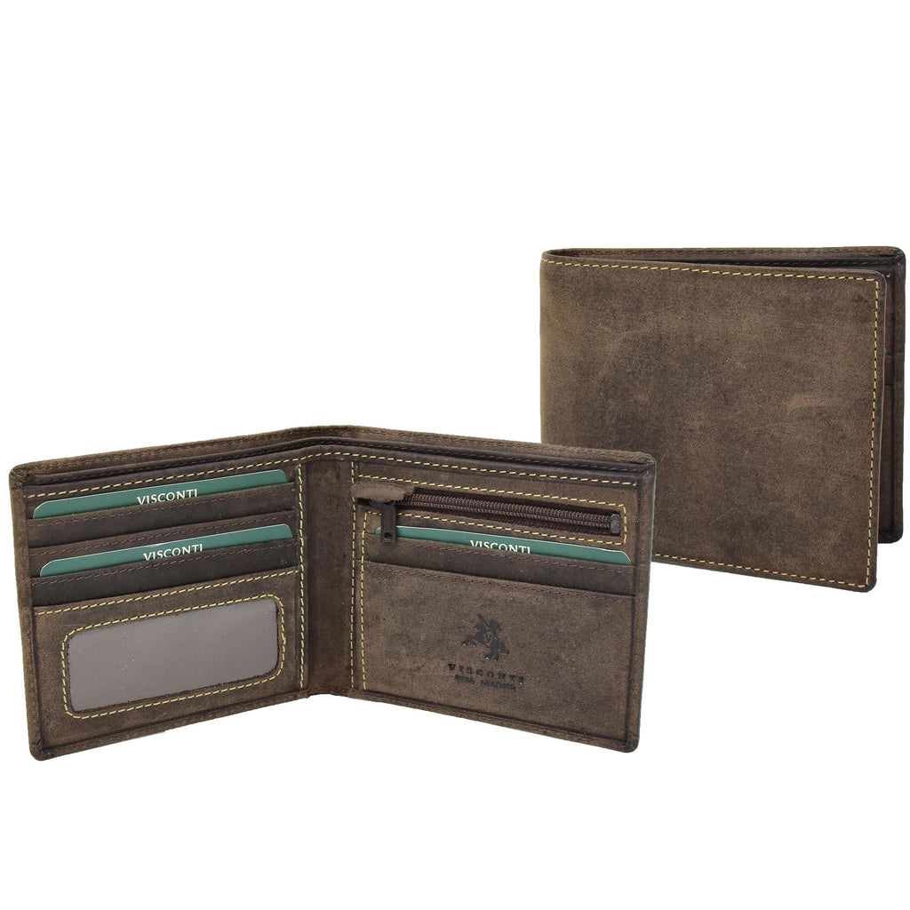 DR402 Men’s Vintage Real Leather Wallet Slim Case Oil Brown 1