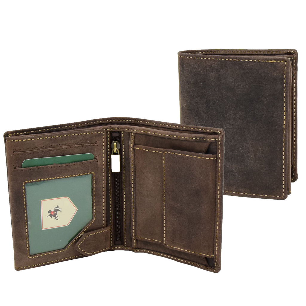 DR403 Men's Bifold Vintage Leather Wallet Brown 1