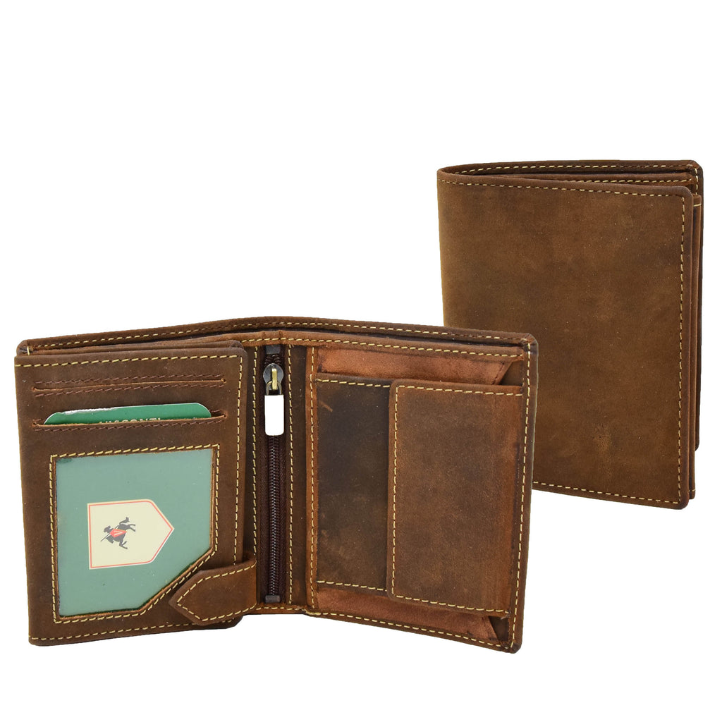 DR403 Men's Bifold Vintage Leather Wallet Tan 1