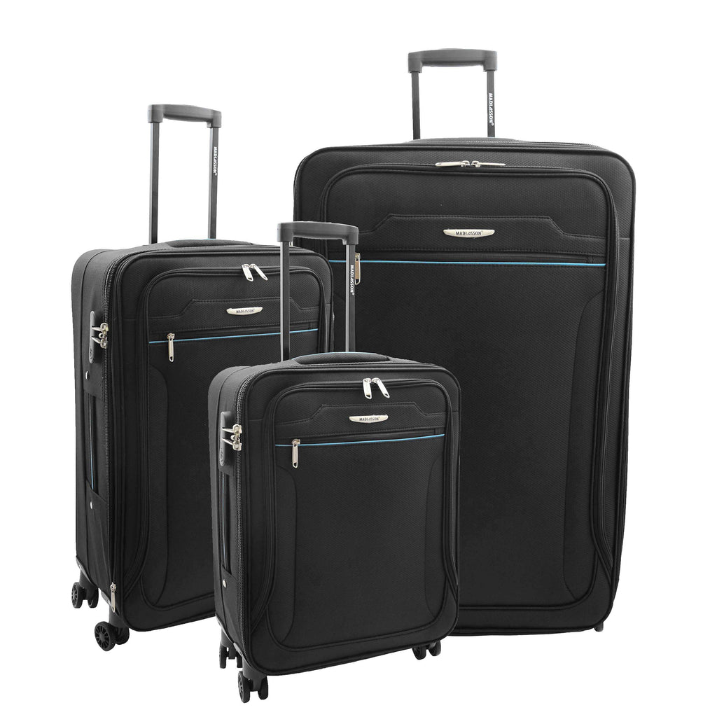 DR524 Expandable Lightweight Soft Luggage Suitcases With Four Wheels Black 2