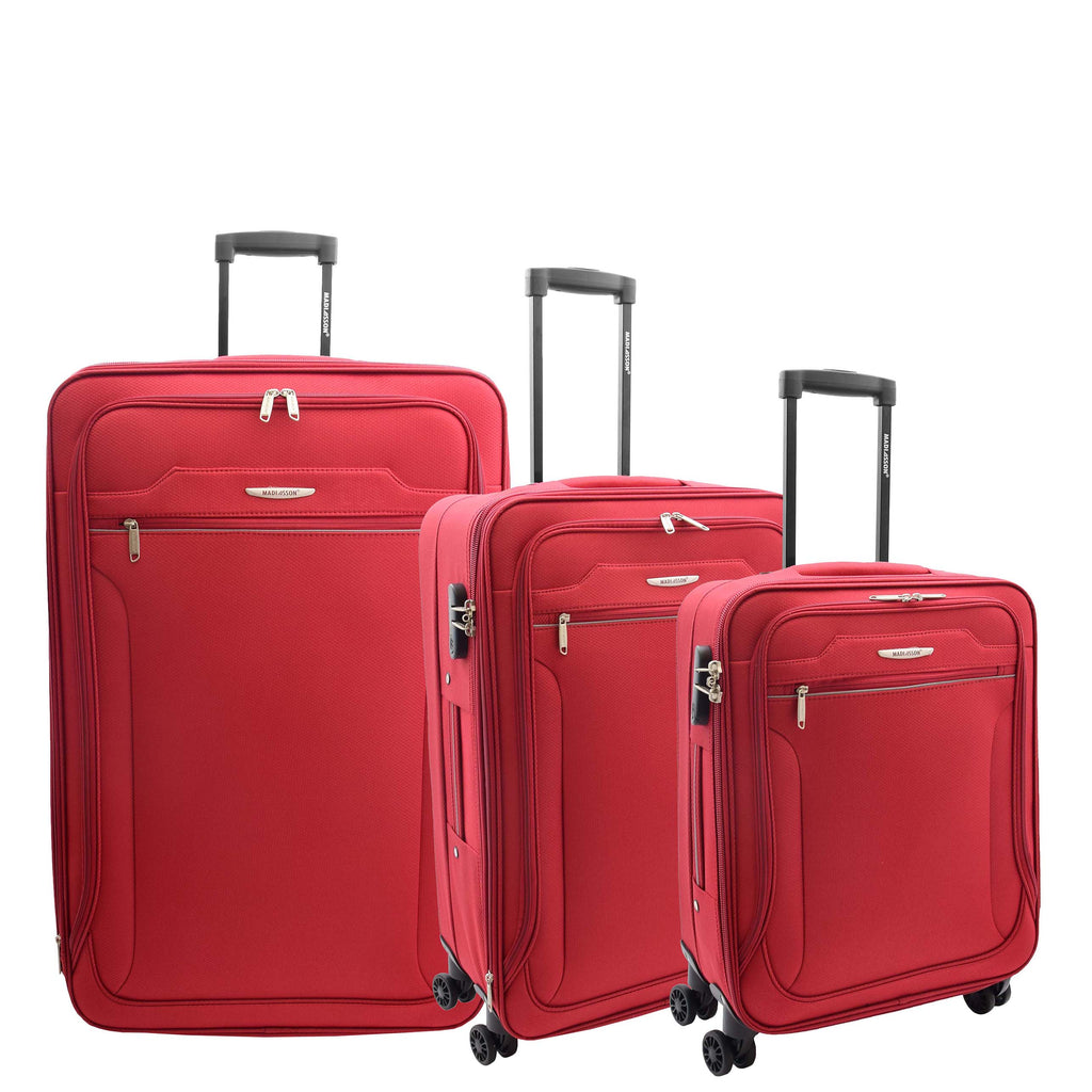 DR524 Expandable Lightweight Soft Luggage Suitcases With Four Wheels Red 2