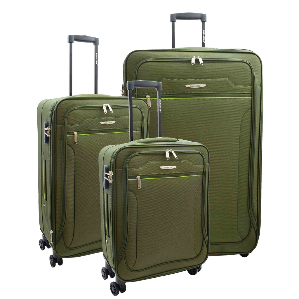 DR524 Expandable Lightweight Soft Luggage Suitcases With Four Wheels Green 2