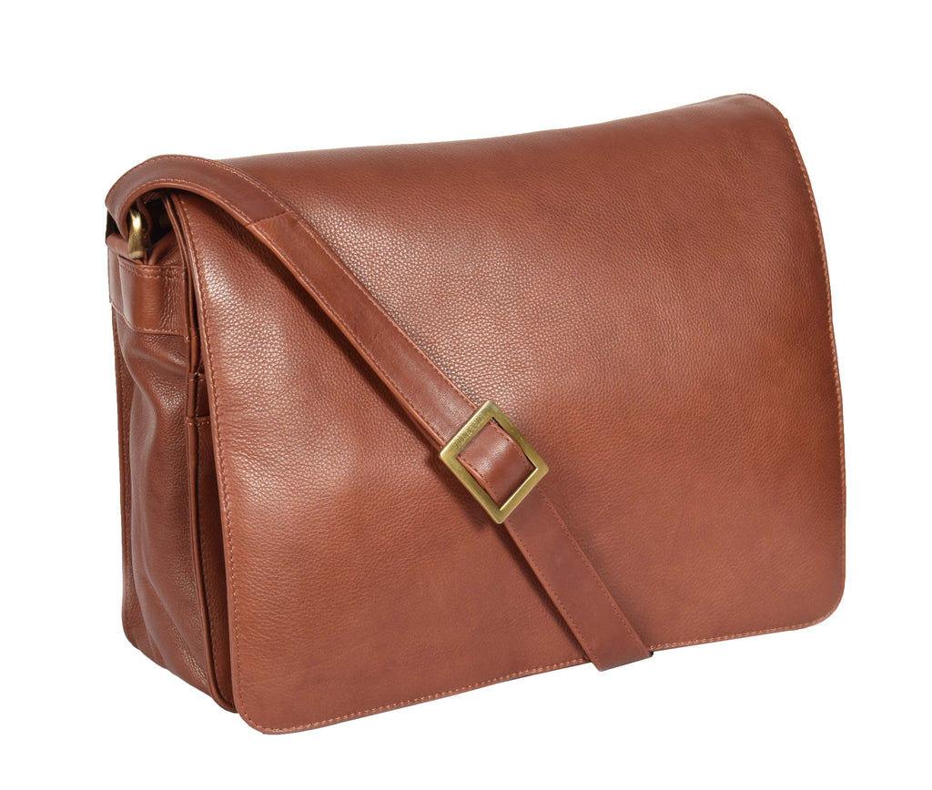 DR362 Women's Soft Leather Large Flap Over Brown 4