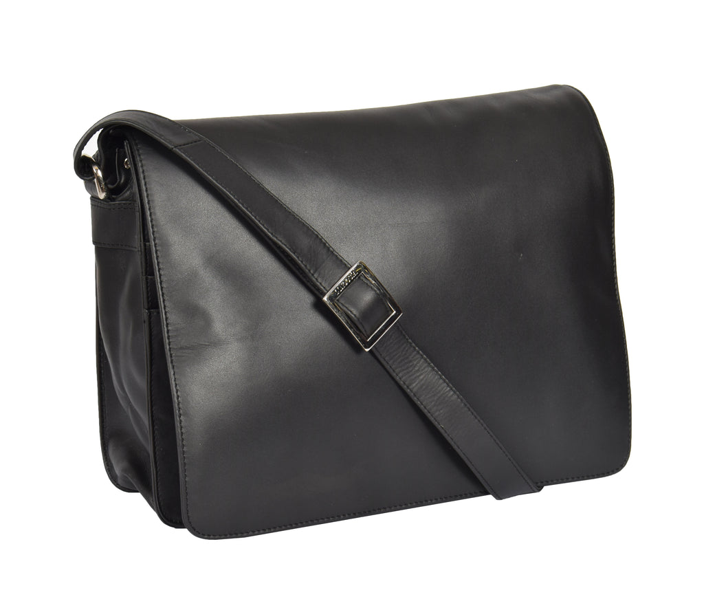 DR362 Women's Soft Leather Large Flap Over Black 3