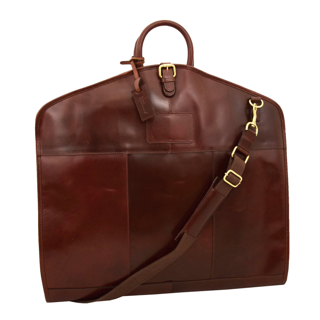 DR281 Buffalo Leather Suit Carrier Garment Bag Brandy 9