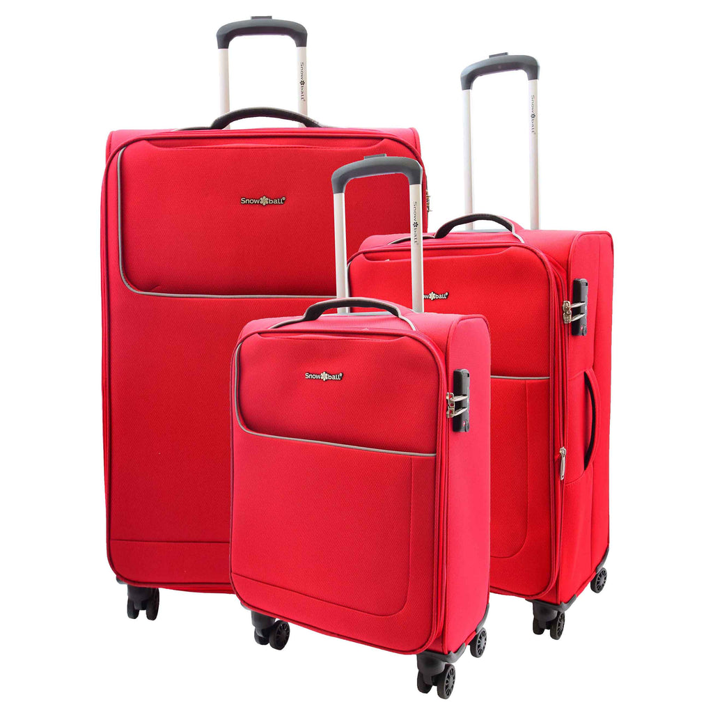 DR499 Lightweight Four Wheel Soft Luggage Suitcase TSA Lock Red 1