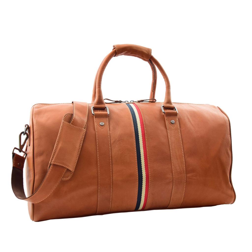 DR349 Real Leather Holdall Overnight Bag Cognac 1